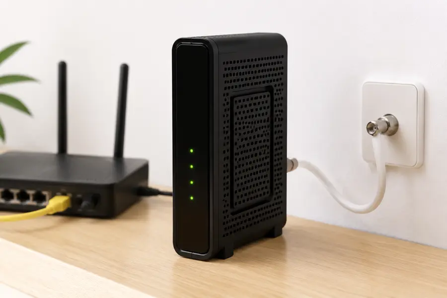 Typical small black NBN cable connection box